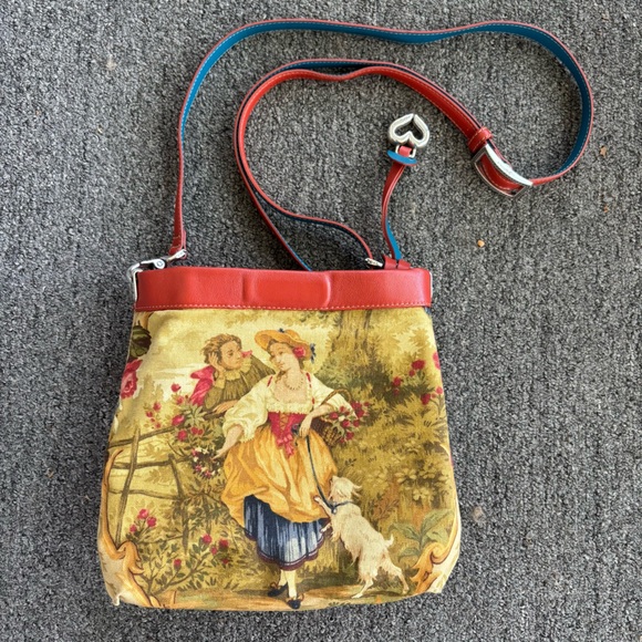 Brighton Jodi Heart Purse Orange Leather Reversible To French Country Handbag - Picture 1 of 6